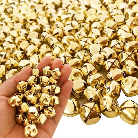 Jingle Bells, 300 Pieces 1/2 Inch Craft Bells, DIY Craft Bells for Wreath, Holiday Home Decoration (Gold)