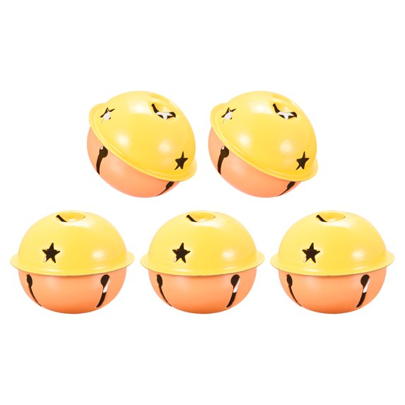 Jingle Bells, 40mm 5pcs Craft Bells with Star Cutouts for DIY, Yellow/Orange