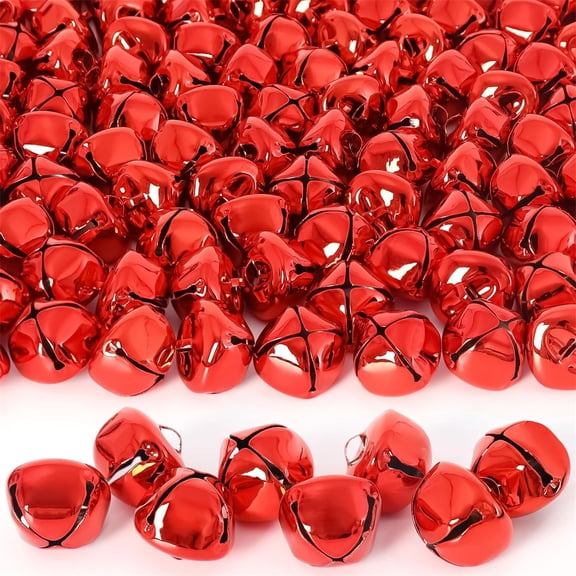 Jingle Bells for Crafts,Christmas Red Jingle Bells,Bulk Small Bells,Metal Cross Bells,DIY Jingle Bells for Wreath,0.5Inch Decorative Bells for Gifts DIY Project,Festival Home Decor 120PCS