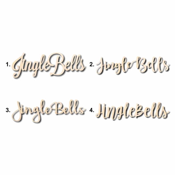 Jingle Bells Sign Unfinished Wood Cutout Home Decor DIY Option 1- 24" Wide / 1/2"