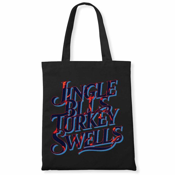 Jingle Bells, Turkey Swells Witch Funny Happy Halloween Bday Party Girls Women Canvas Bag 1Pc