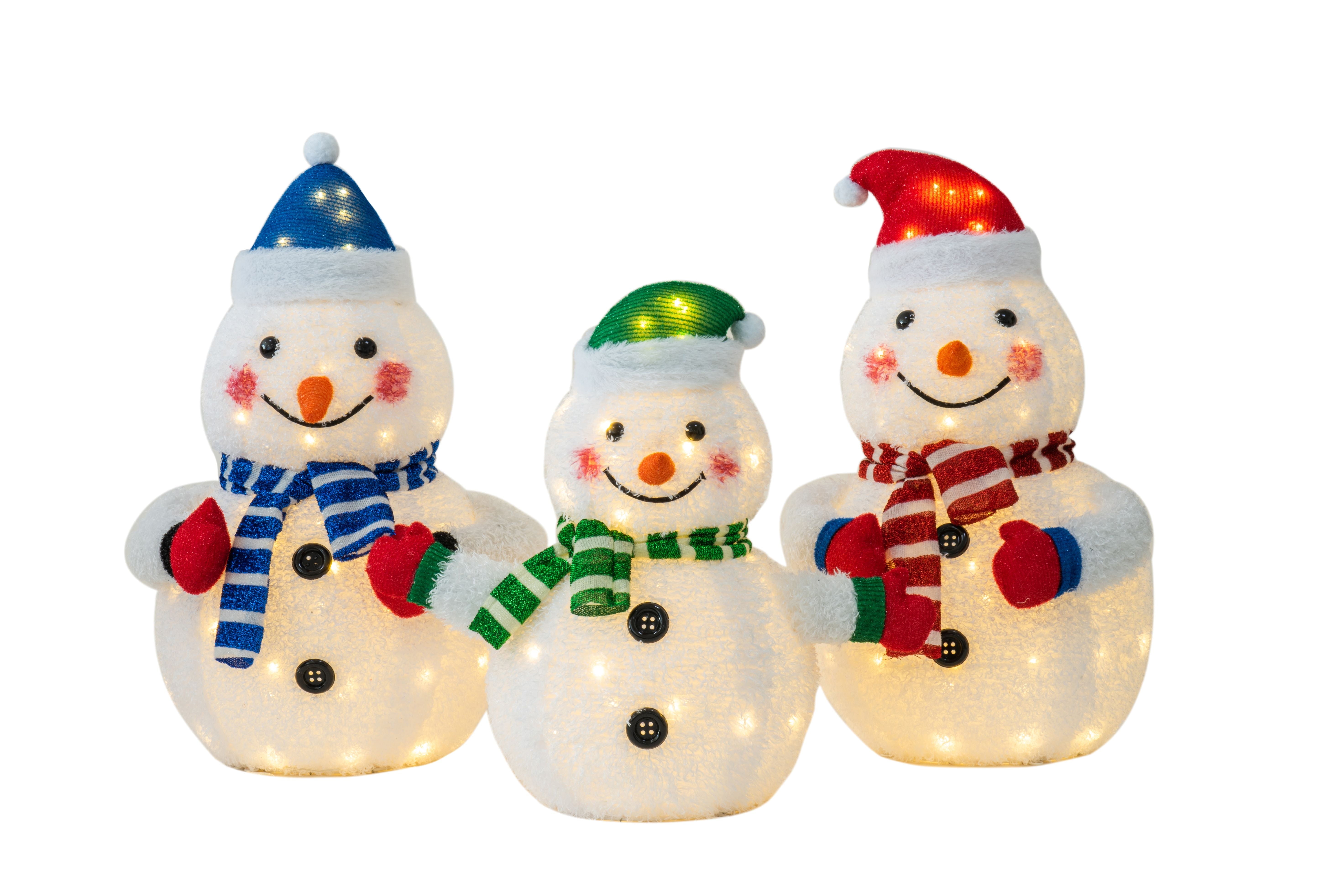 Jingle Joy LED Lighted 3-Piece 32-Inch Outdoor Snowman Family Set