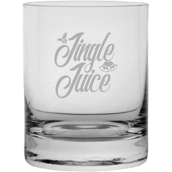 Jingle Juice Merry Christmas Etched 11oz Crystal Rocks Whisky Glass