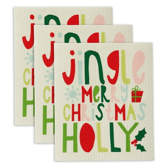 DII Modern Cotton Jingle Swedish Dishcloths in Multi-Color (Set of 3)