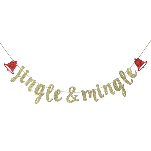 Jingle and Mingle Glitter Banner, Holiday, Christmas Banner, Christmas Party Favors, Christmas Party Decorations, Gold Glitter