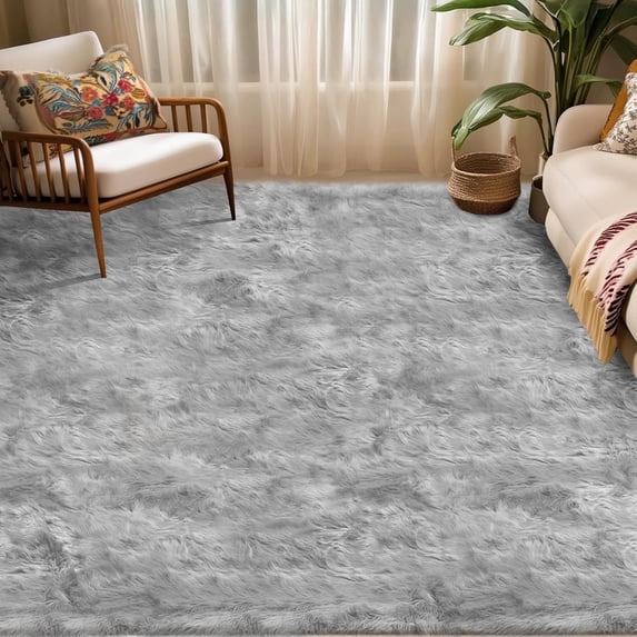 Jingle bears 5x8 Area Rug for Bedroom Fluffy Faux Fur Sheepskin Rug Gray Fuzzy Furry for Living Room Nursury Rectangle