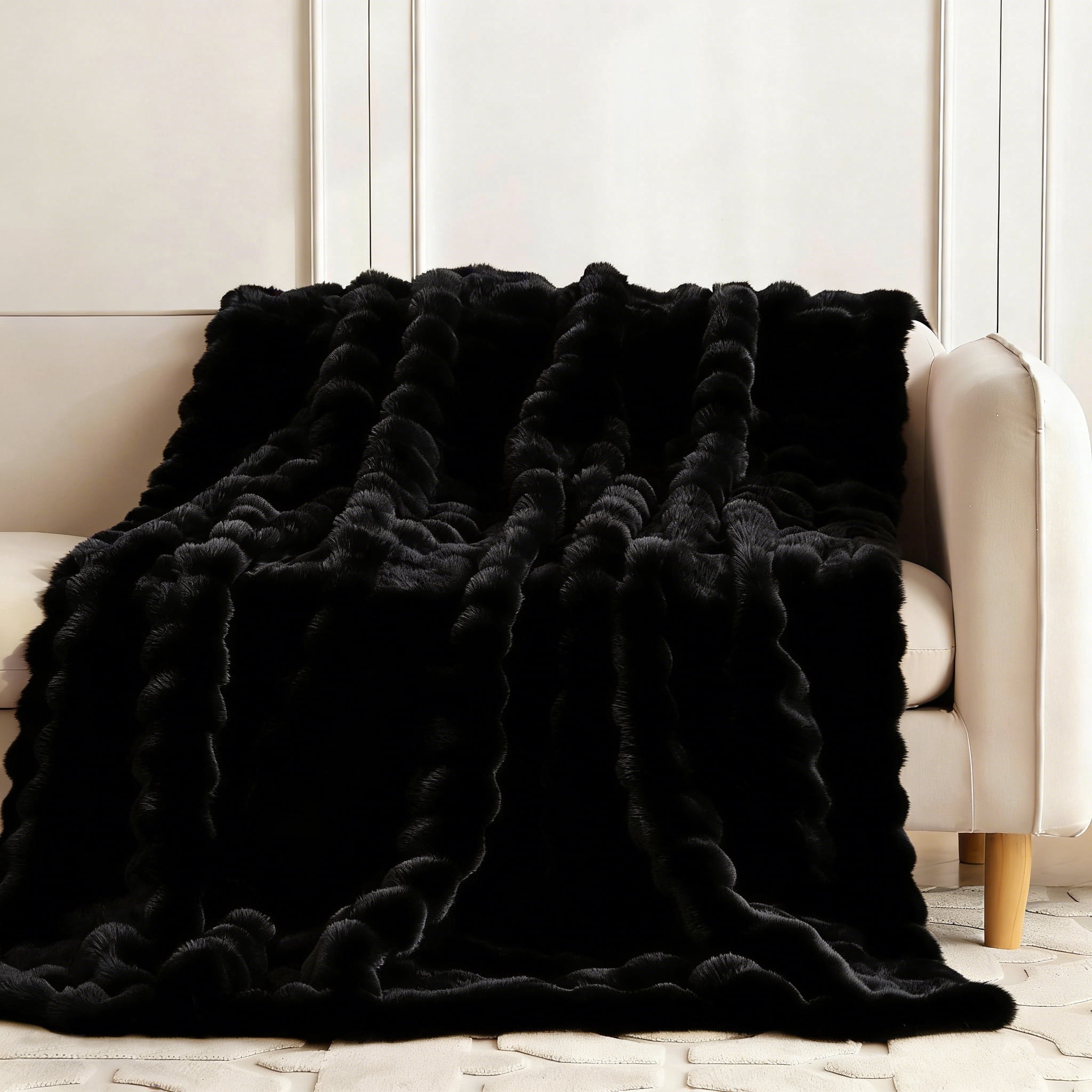 Jingle bears Black Blanket Queen Size Blanket for Bed Fluffy Soft Fleece Plush Faux Fur Throw Blanket Couch Living Room 60x80 inches