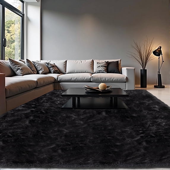Jingle bears Large Area Rug 10x14 Black Rug Fluffy Plush Soft Area Rug for Bedroom Nursery Living Room Rectangle