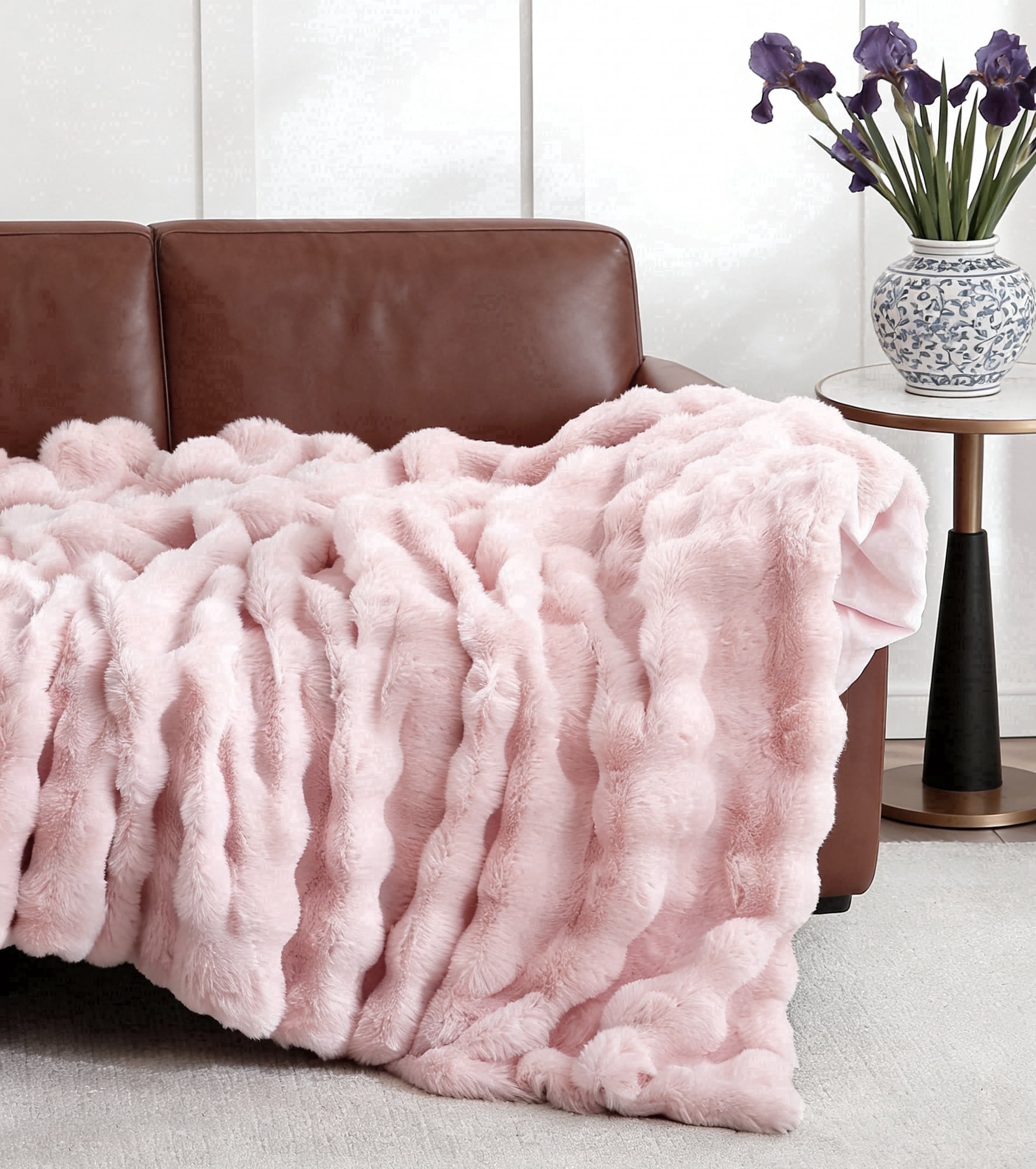 Jingle bears Pink Blanket Fuzzy Faux Fur Throw Blanket Fluffy Plush Soft Queen Size Blanket for Bed Living Room 60x80 inches