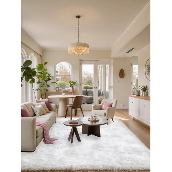 Jingle bears White Area Rug 6x8 Fuzzy Fluffy Faux Fur Sheepskin Rug for Living Room Bedroom Soft Plush Washable Rug Rectangle