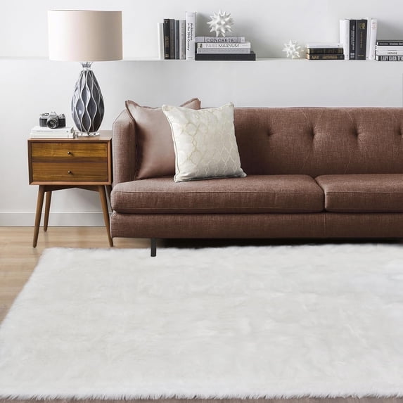 Jingle bears White Rug 3x4 Faux Sheepskin Rug Fur Fluffy Fuzzy Area Rug for Bedroom Living Room Entryway
