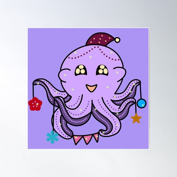 Jingles Tentacles Poster Wall Art, Modern Wall Decor For Living Room Bedroom, 16X16 UNFRAMED