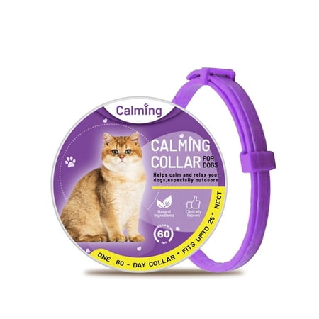 Jingting TPR Adjustable Calming Cat Collar, Purple, 38 cm
