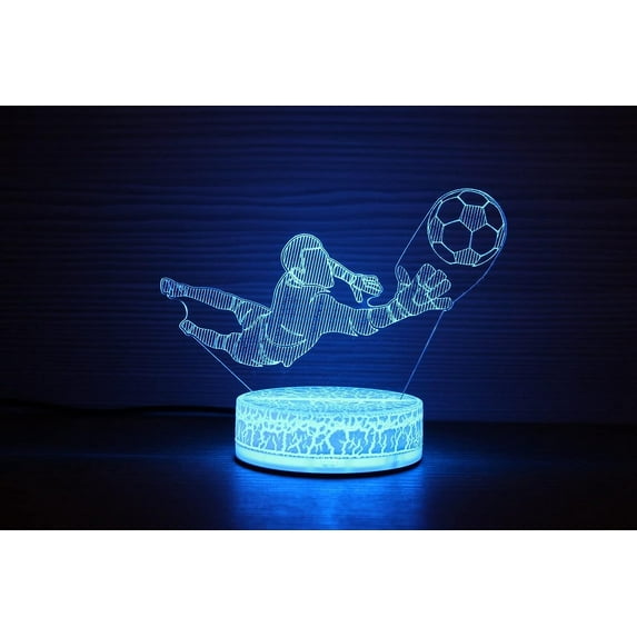 Jingwall Football 3D Optical Illusion Lamp Soccer Led Night Light Decorations for Boys Room Gifts for Christmas Birthday Players Fans 16 Colors Toys for Boys 8-12