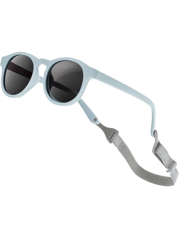 Flexible Polarized UV Protection Infant Toddler Kids Sunglasses with Strap, Blue