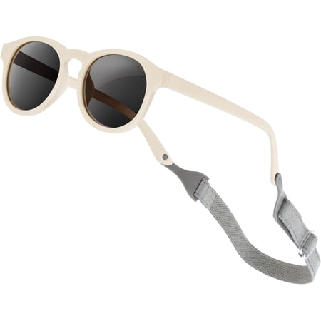 Jingyang Polarized Flexible UV Protection Infant Toddler Kids Sunglasses with Strap, Beige