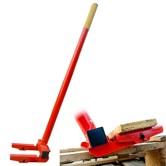 Jinhan Pallet Buster Tool in Orange with 40 Handle, Fully Welded Deck Wrecker Pry Bar with Nail Remover, Articulating Pivoting Head Deck Wrecking bar, Orange