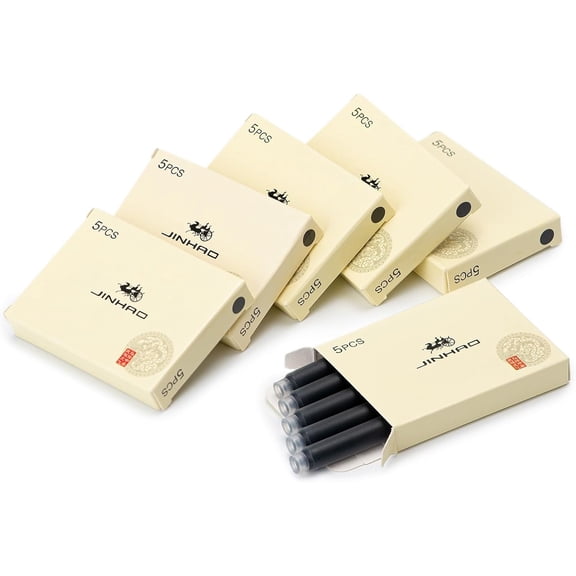 Jinhao Fountain Pen Black Ink International Standard 2.6mm Bore Diameter Ink Refill Set of 30 count