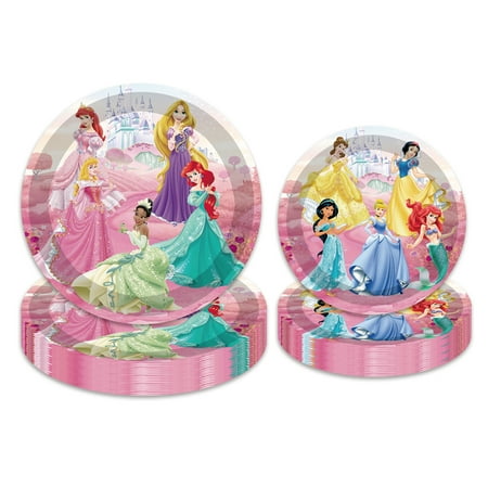Jinhe Princess Party Plates 40-Count 9-Inch and 7-Inch Princess Party Tableware Set