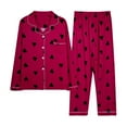 thumbnail image 1 of Jinhomg 2 Piece Casual Pajamas for Women Elegant Floral Print Long Sleeve Button Down Tops and Elastic Waist Pants Fall Comfy Pjs Lounge Sets Red XL, 1 of 3