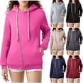 thumbnail image 1 of Jinhomg 2026 Trendy Hoodies for Women Plus Size Casual Solid Drawstring Hooded Sweatshirt Oversized Comfy Long Sleeve Zip Up Jacket with Pockets Dark Gray L, 1 of 6
