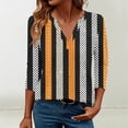 thumbnail image 1 of Jinhomg 3/4 Length Sleeve Womens Tops Summer V-Neck Fshion Print T-Shirts Dressy Casual Loose Henley Tees Shirts Black,XL, 1 of 6