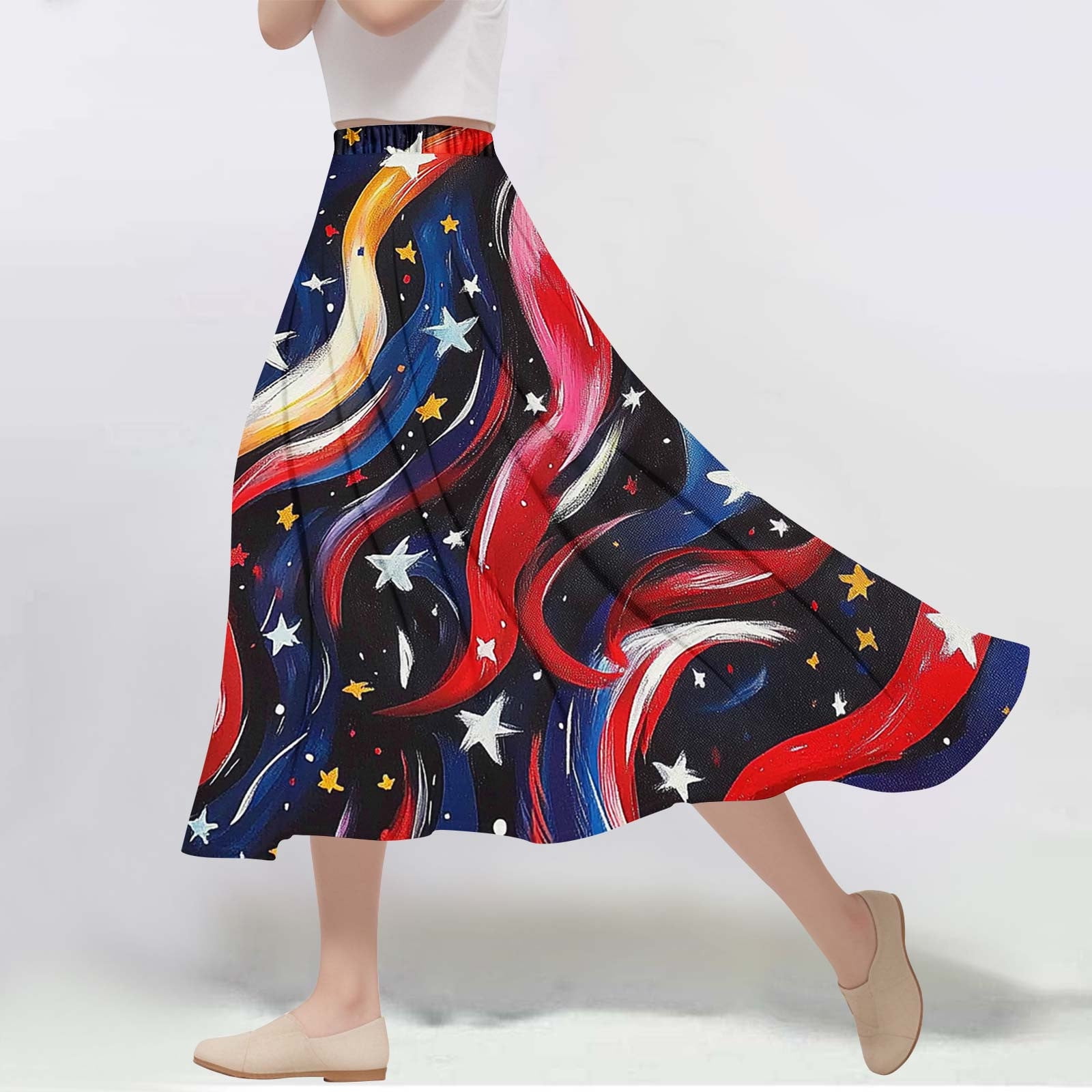 NWT JUSTICE GIRLS PATRIOTIC TULLE SKIRT SPARKLY STARS RED WHITE BLUE 4TH  JULY