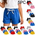 thumbnail image 1 of Jinhomg 5-Pack Toddler Kids Cotton Shorts Multicolor Elastic Waist Lounge Shorts Solid Color Home Shorts for Little Boys Girls 12M-9Y, 1 of 7