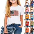 thumbnail image 1 of Jinhomg American Flag Shirts for Kids Casual Short Sleeve Crew Neck Tees USA Patriotic Summer Tops Boys Girls 4Th of July Gifts Black 130, 1 of 8