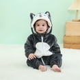 thumbnail image 1 of Jinhomg Animal Romper for Baby 2025 Novelty Cosplay Hooded Jumpsuit Fall Winter Soft Cozy Flannel Full Zip Onesies Infant Holiday Outfits 90% off Clearance Sale Dark Gray 18 Months, 1 of 10