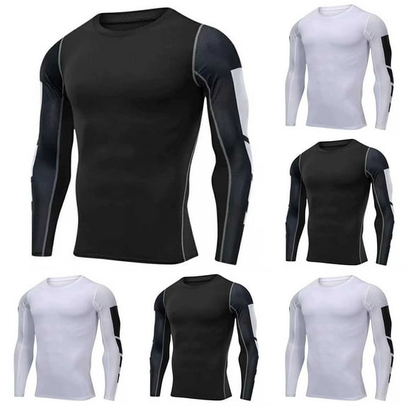 Jinhomg Athletic Compression Shirt for Men Lightweight Breathable Long Sleeve Workout Tops Big and Tall Comfy Muscle Athletic Shirts Gym Sportswear Prime Big Deal Days Scale White XXXL
