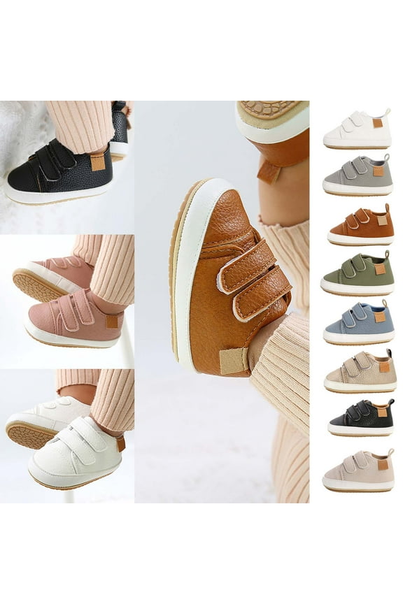 Baby Boys Girls Shoes Non-Slip High-Top Sneakers Toddler Casual Pu Leather Loafers Flats First Walkers Crib Dress Shoes Beige 12-15 Months