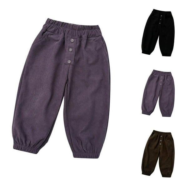 Jinhomg Baby Boys Winter Pants Toddler Soft Cozy Corduroy Sweatpants Kids Girls Casual Solid Elastic Waisted Lounge Pant with Pockets Coffee 6 Years