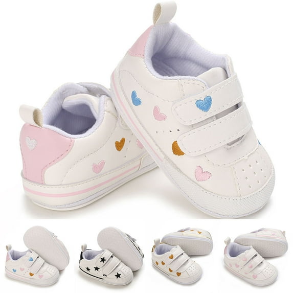 Jinhomg Baby Girl Boy Shoes Unisex Soft Soles First Walking Sneakers Toddler Baby Slip On High-Top Crib Shoes Pink 11