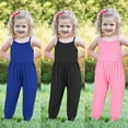 thumbnail image 1 of Jinhomg Baby Girl Jumpsuit Soft Comfy Cotton Blend Summer Bib Overalls Lightweight Casual Solid Spaghetti Straps Long Pants Toddler Kids Daily Wear 90% off Clearance Sale Black 100, 1 of 9