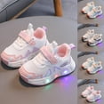 thumbnail image 1 of Jinhomg Baby Girls Cute Sneakers Led Light Up Luminous Sport Shoes Toddler Non Slip Velcro Walking Running Sneakers Pink 6 Months, 1 of 7