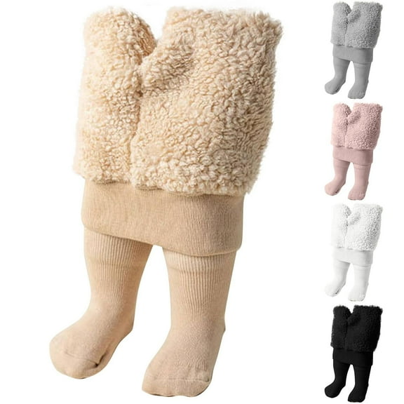 Jinhomg Baby Girls Fleece Leggings Toddler Thick Winter Warm Cozy Leggings Casual Soft Fluffy Thermal Tights Pants Black (6 Months-4 Years)