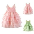 thumbnail image 1 of Jinhomg Baby Girls Tutu Dress Cute Sleeveless Layered Tulle Dress Puffy Comfy Cotton Princess Dress Birthday Flower Girl Party Prom Outfits Items for Kid Green 130, 1 of 4
