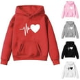 thumbnail image 1 of Jinhomg Baby Kids Sweatshirt Cute Heart Print Hooded Pullovers Boys Girls Comfy Fall Sweatshirts with Kangaroo Pocket Cyber and Monday Deal White 7 Years, 1 of 4
