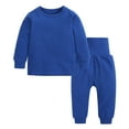 thumbnail image 1 of Jinhomg Baby Kids Winter Outfits 2Pcs Toddler Boys Girls Thick Warm Suits Long Sleeve Sweatshirt and Elastic High Waist Pants Set Blue 6-9 Months, 1 of 2