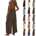 thumbnail image 1 of Jinhomg Backless Jumpsuits for Women Casual Summer Spaghetti Strap Long Rompers Beach Vacation Wide Leg Jumpsuit Overalls Orange M, 1 of 7