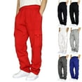 thumbnail image 1 of Jinhomg Baggy Cargo Sweatpants for Men Plus Size Drawstring Waist Joggers with Multi Pockets Open Bottom Athletic Solid Sweat Pants Red,XXXL, 1 of 3