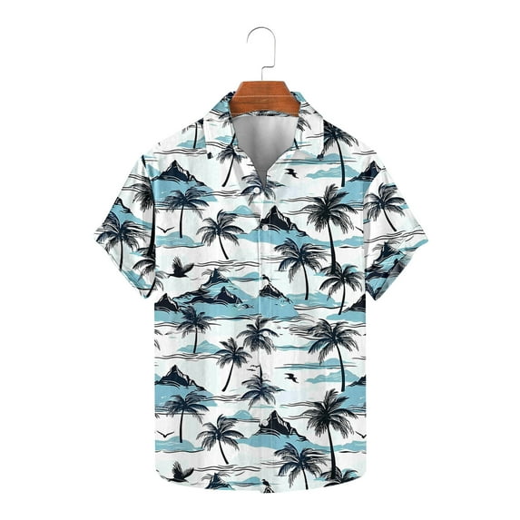 Jinhomg Beach Shirt for Men Novelty Funny Tropical Fruit Graphic Hawaiian Shirt Casual Loose Short Sleeve Button Down Summer Vacation Shirts Spring Saving Light Blue L