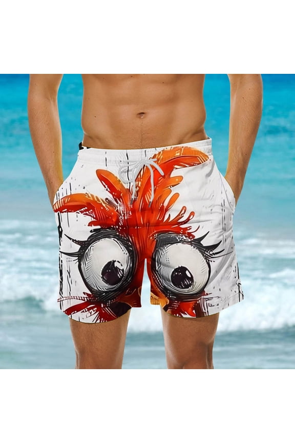 Beach Swim Trunks for Men Fashion Hawaiian Palm Tree Print Vacation Swimsuits Casual Comfy Elastic Drawstring Waist Board Shorts with Pockets 2025 Saving Multicolor L