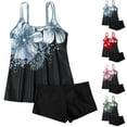 thumbnail image 1 of Jinhomg Beach Tankini Swim Sets for Women 2 Piece Elegant Boho Floral Print Bathing Suits Lightweight Comfy Sleeveless Tank Tops with Boyshorts Sales Today Clearance Women Red S, 1 of 4
