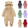 thumbnail image 1 of Jinhomg Bear Onesie for Baby Newborn Soft Fleece Snowsuit Winter Warm Long Sleeve Footie Hooded Jumpsuit Infant Photo Shoots Rompers Winter Saving Black 9 Months, 1 of 5