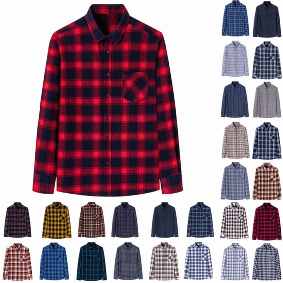 Jinhomg Big And Tall Men'S Long Sleeves Button-Up Shirt Wrinkle Free Plaid Shirts Casual Cotton Shirt With Pocket Pink,L
