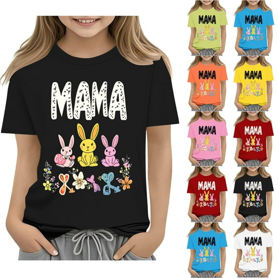 Jinhomg Big Kid Graphic Tees 2025 Fashion Mother's Day Themed T-Shirts Boys Girls Comfy Short Sleeve Crew Neck Tops Toddler Cute Holiday Tops Yellow 15-16Years