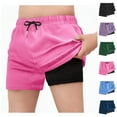 thumbnail image 1 of Jinhomg Big Kids Athletic Shorts Lightweight Quick Dry 2 In 1 Swim Trunks Elastic Drawstring Waist Summer Workout Board Shorts with Compression Liner Green 8 Years, 1 of 6