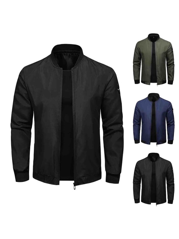 Big And Tall Bomber Jacket Men Long Sleeve Zip Up Stand Collar Coat Slim Fit Lightweight Sportswear Fashion Autumn Winter Jackets Army Green,XXL